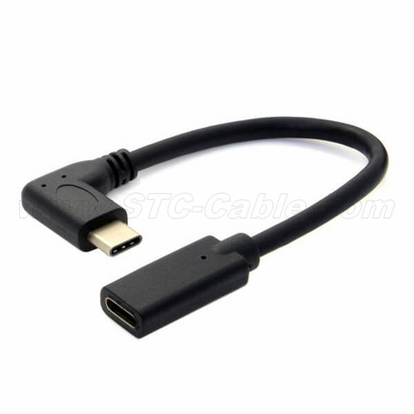 20cm Generic Zihan 90 Degree Right Angled USB-C USB 3.1 Type C Male to Female Extension Data Cable for Laptop TabletLength 