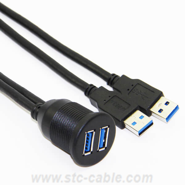 Gimax 1m/3.3ft Single Port USB3.0 A Male to USB3.0 A Female Car Flush Mount Cable Car Van Dashboard Flush Mount Dual USB Socket New 