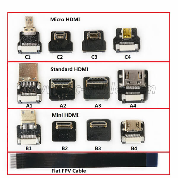 Ultra Thin HDMI Cable Standard to HDMI Mini Right Angle Flat