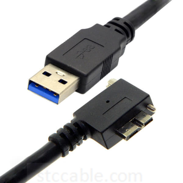 Computer Cables Down Direction Right Angled 90 Degree USB 3.0 A Plug to Micro B Plug Left Angled Locking Screws Panel Cable 40cm Cable Length: 40CM, Color: Black 