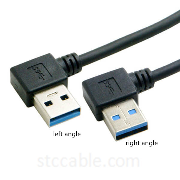 USB 3.0 A Male 90 Degree Right Angle to A Male Plug Left Angle Adapter Cable 1FT 