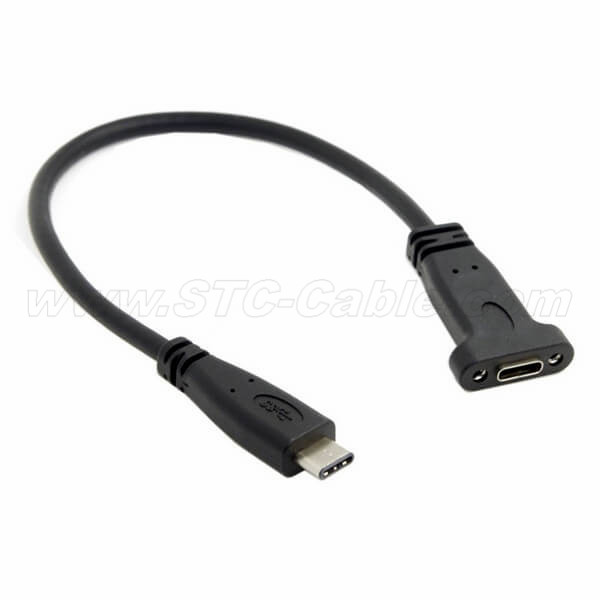 Cable Length: 0.2m, Color: Black Cables 20cm 90 Degree Right Angled USB 2.0 A Male Connector to Female Extension Cable with Panel Mount Hole 